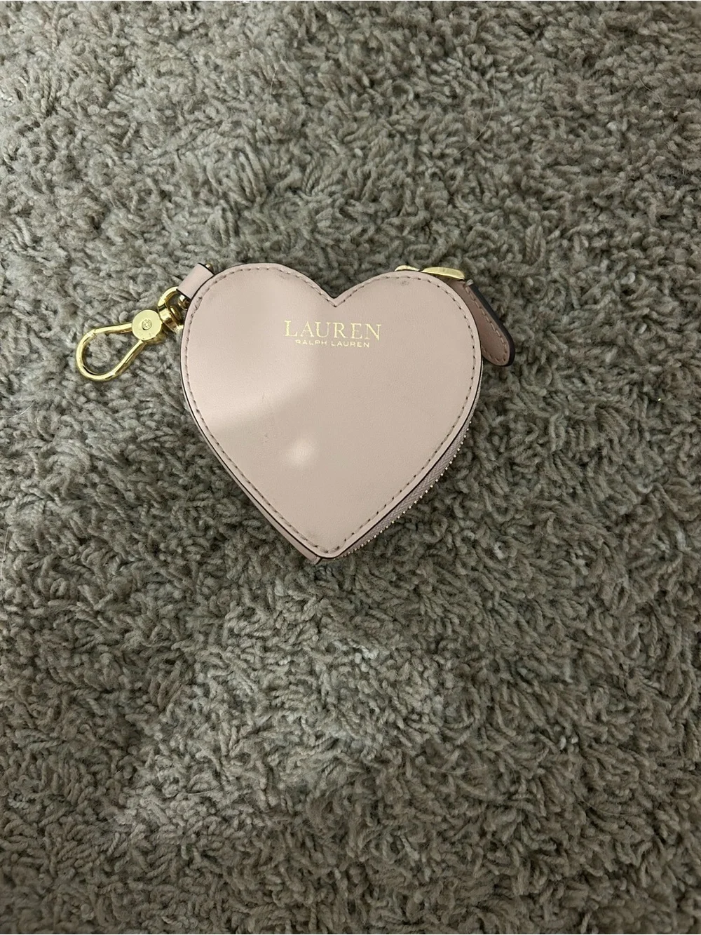 Lauren Ralph Lauren Blush Heart Coin Pouch with Gold Hardware